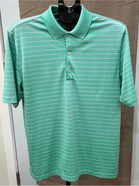 Greg Norman Collection Mint Green Striped Polo